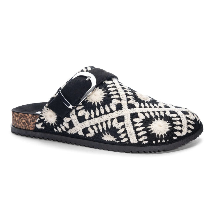 Black and White Crochet Clogs shoes