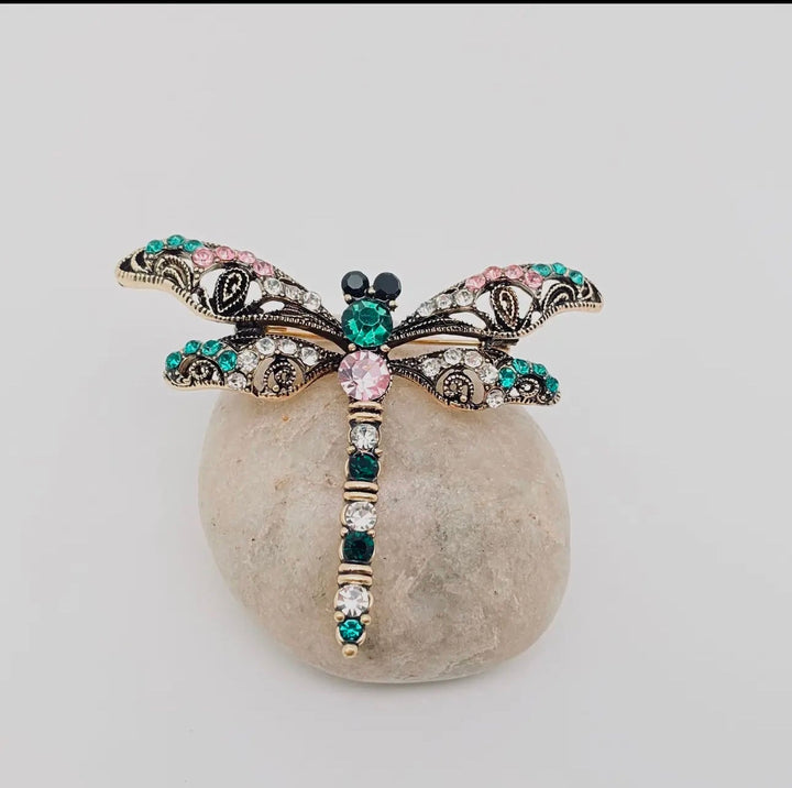 Rhinestone Dragonfly Brooch