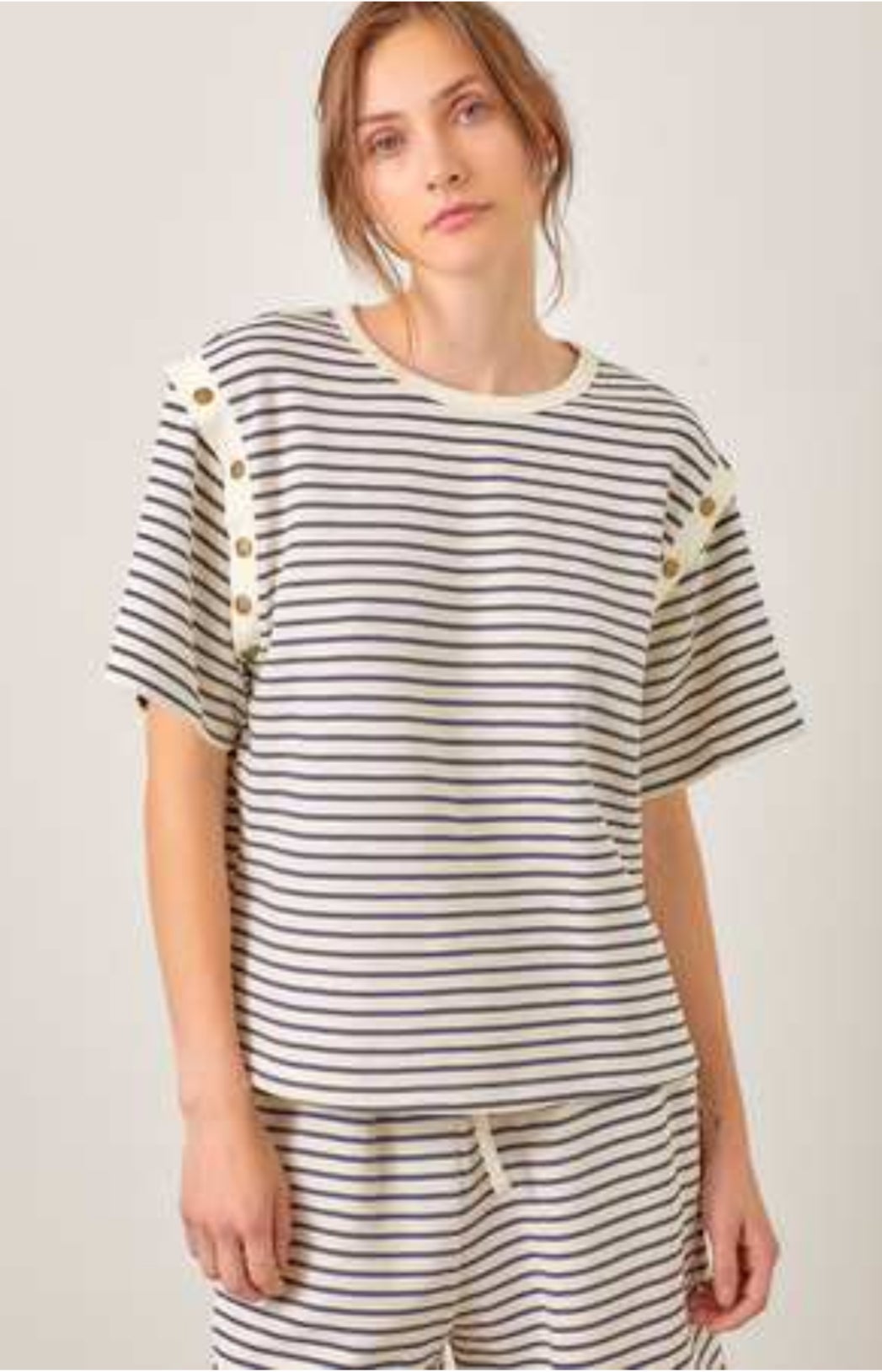 Striped Knit Lounge Top