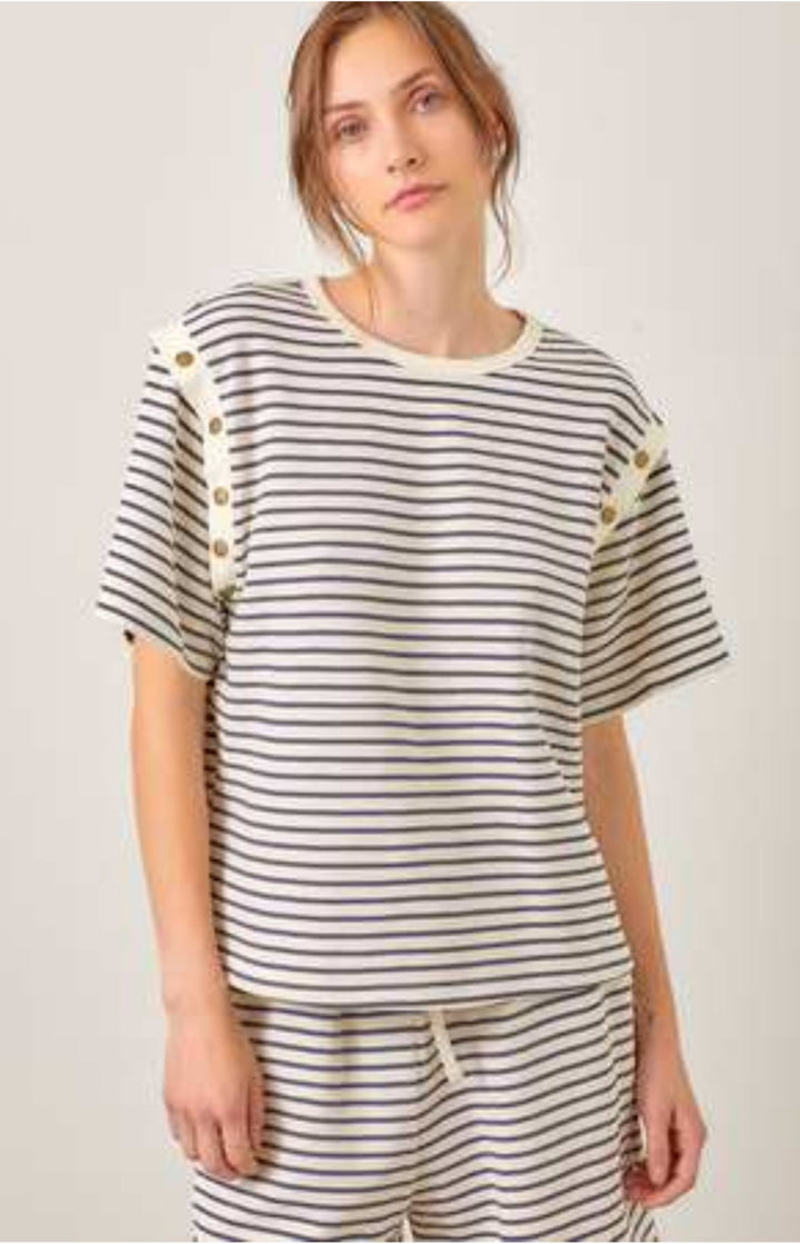 Striped Knit Lounge Top