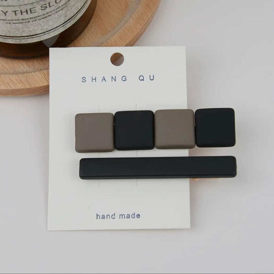 Color Block Geometric Alligator Hair Clips