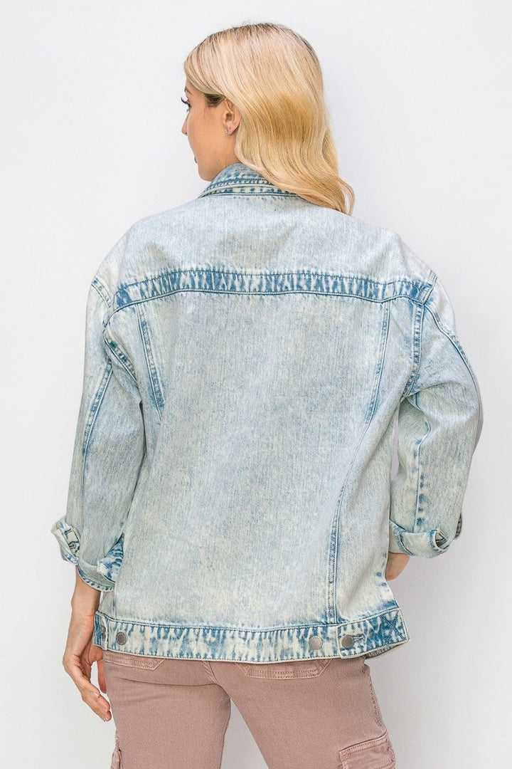 Oversized Denim Jean Jacket Medium Acid Wash