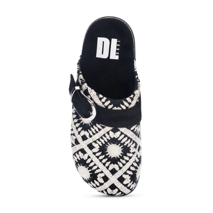 Black and White Crochet Clogs shoes