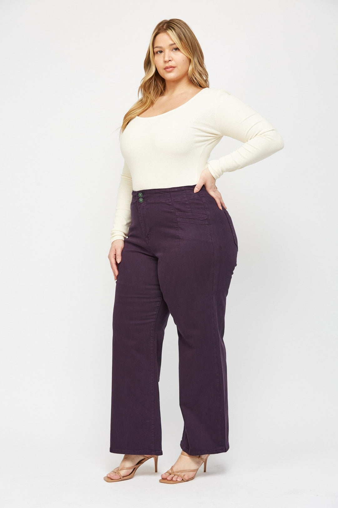 Mica Plum Wide Leg Denim Jeans