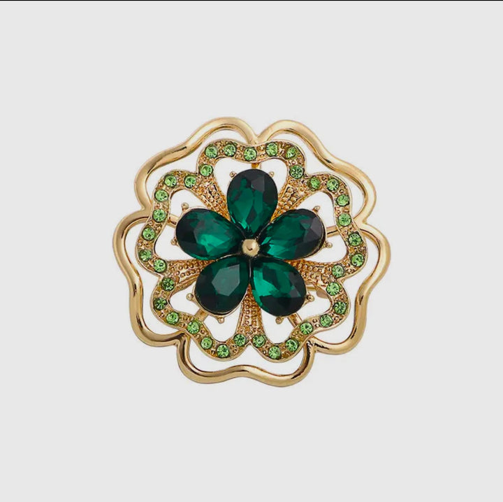 Rhinestone Metal Flower Brooch