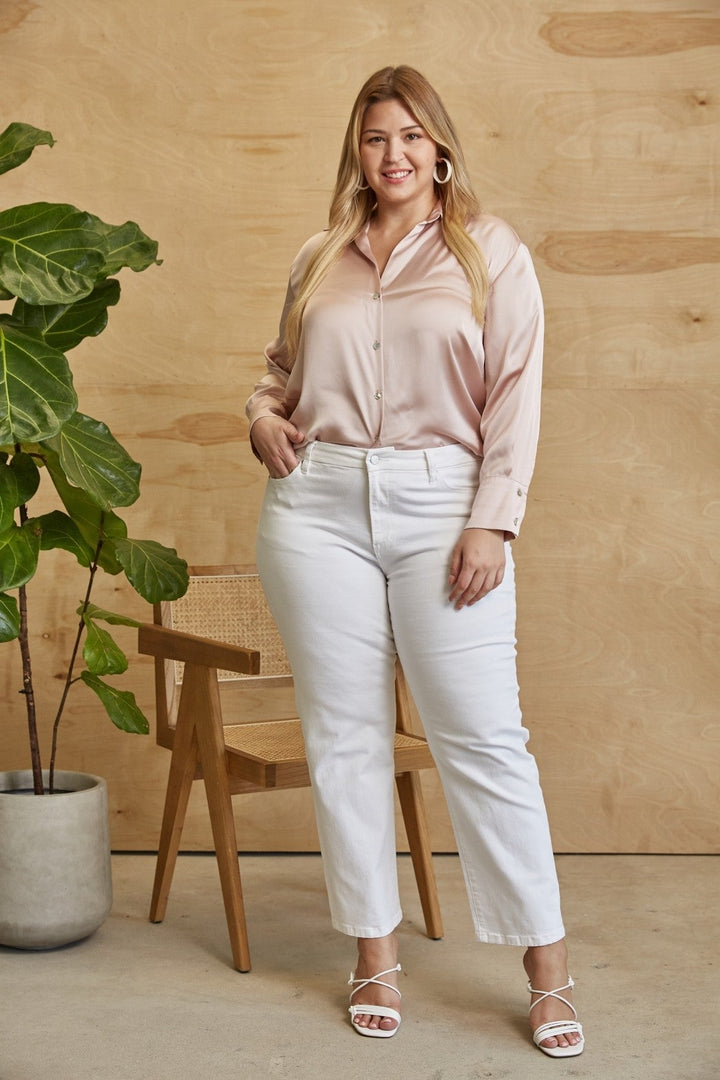 Mica White Ankle Straight Denim Jeans