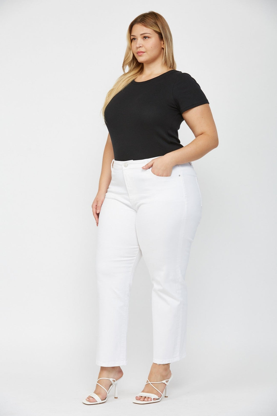 Mica White Ankle Straight Denim Jeans
