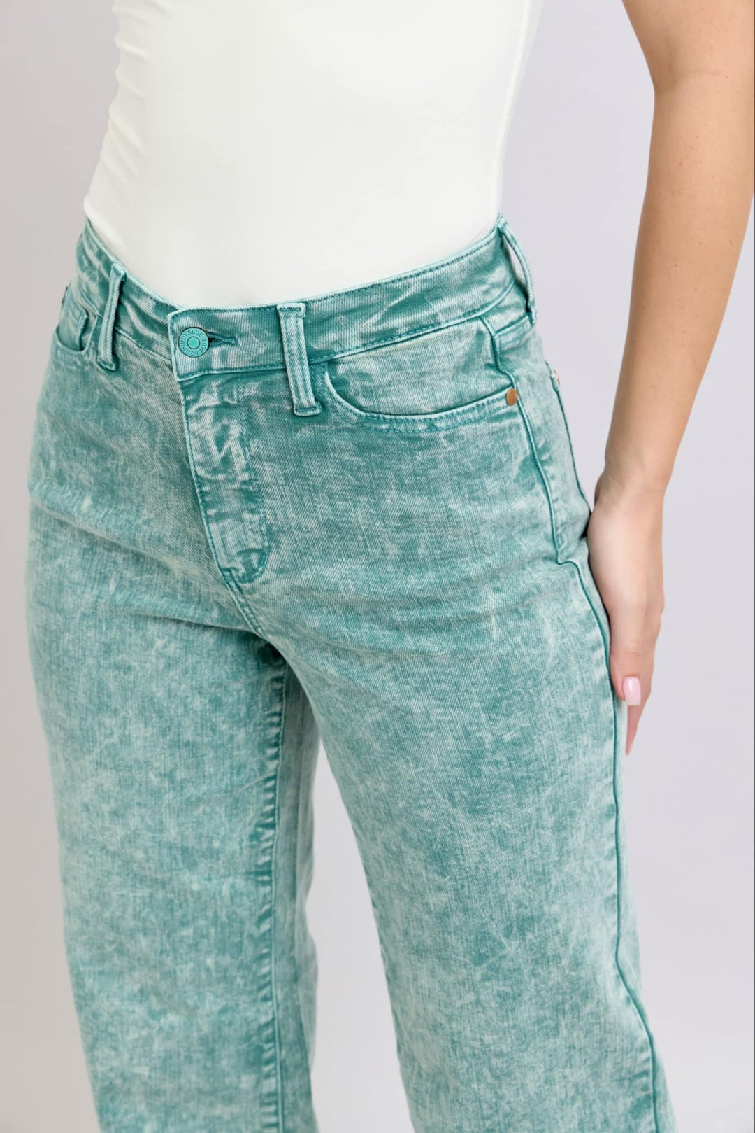 Judy Blue Sea Green Dad Denim Jeans