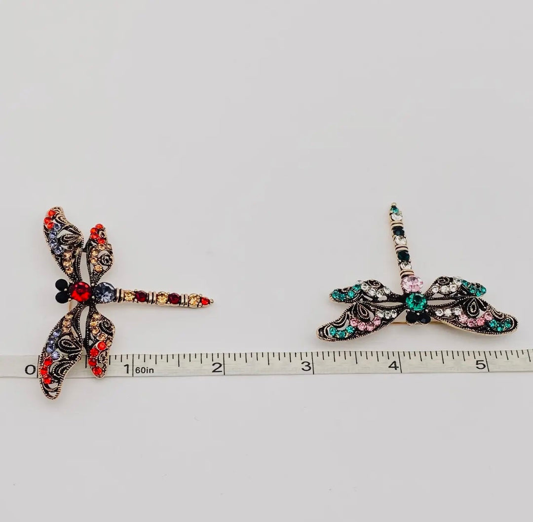 Rhinestone Dragonfly Brooch
