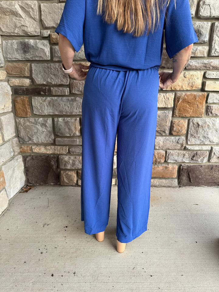Drawstring Pants with Side Pockets Royal Blue