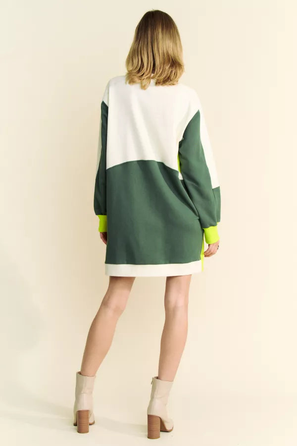 "The Veronica" Block Zip Sporty Sweatshirt Tunic