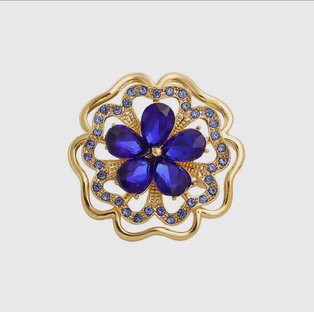 Rhinestone Metal Flower Brooch