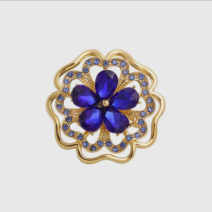 Rhinestone Metal Flower Brooch