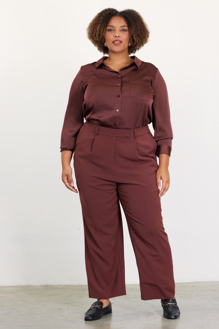 Chocolate Satin Button Down