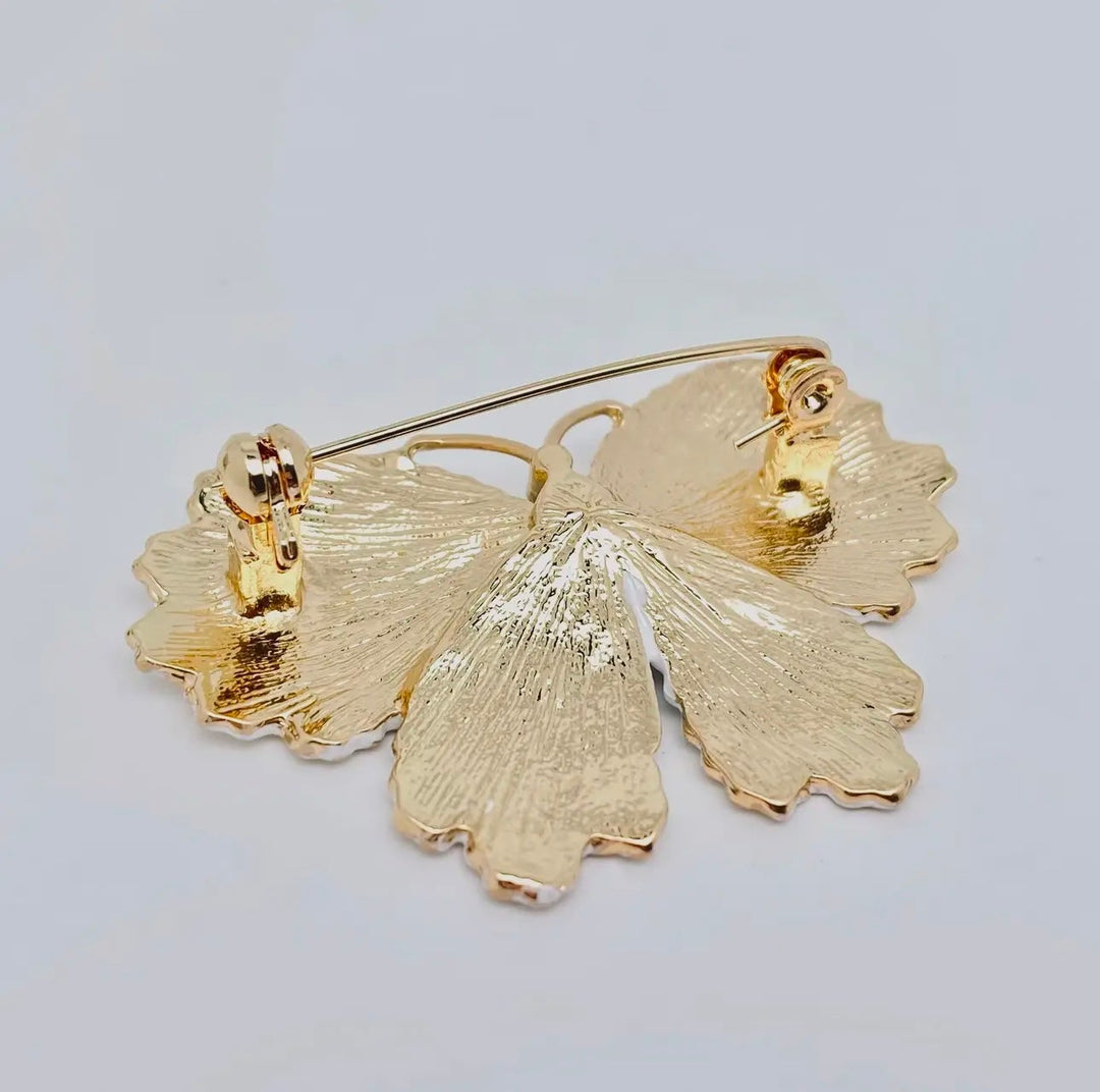Vintage White Butterfly Brooch