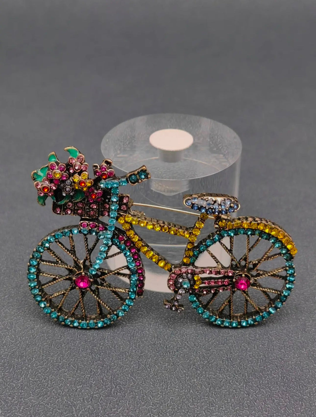 Rhinestone Bicycle Brooch