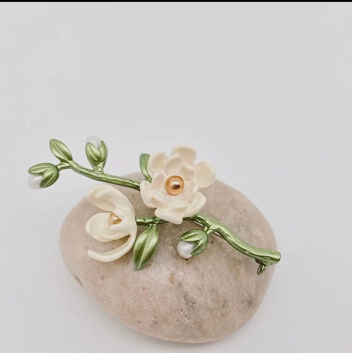 White Magnolia Brooch
