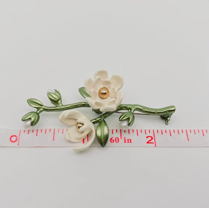 White Magnolia Brooch