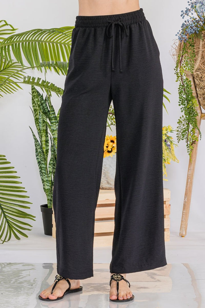 Drawstring Pants with Side Pockets