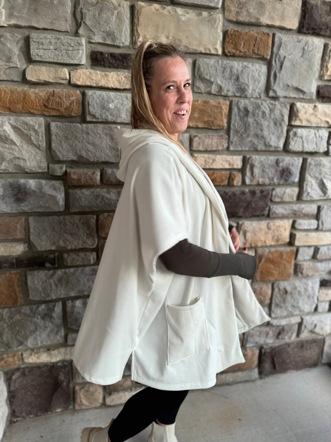 The Laura Hooded Fleece Cape