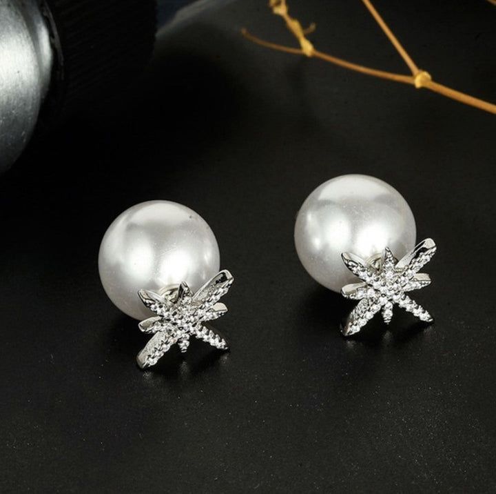 Snowflake Studded Pearl Earring