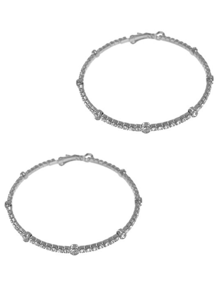 White Rhinestone Hoop Earring