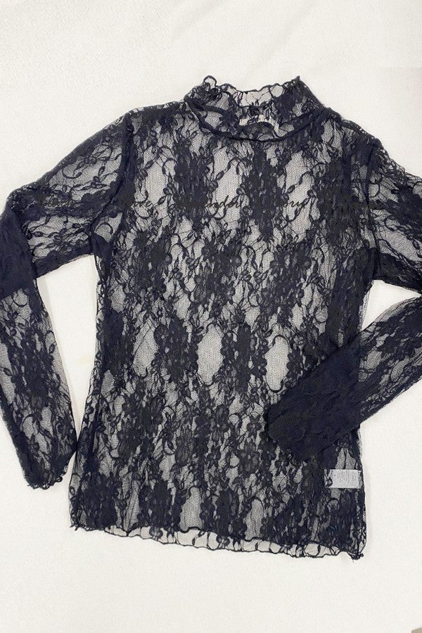 Floral Print Lace Long Sleeves Top