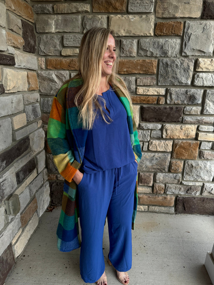Drawstring Pants with Side Pockets Royal Blue