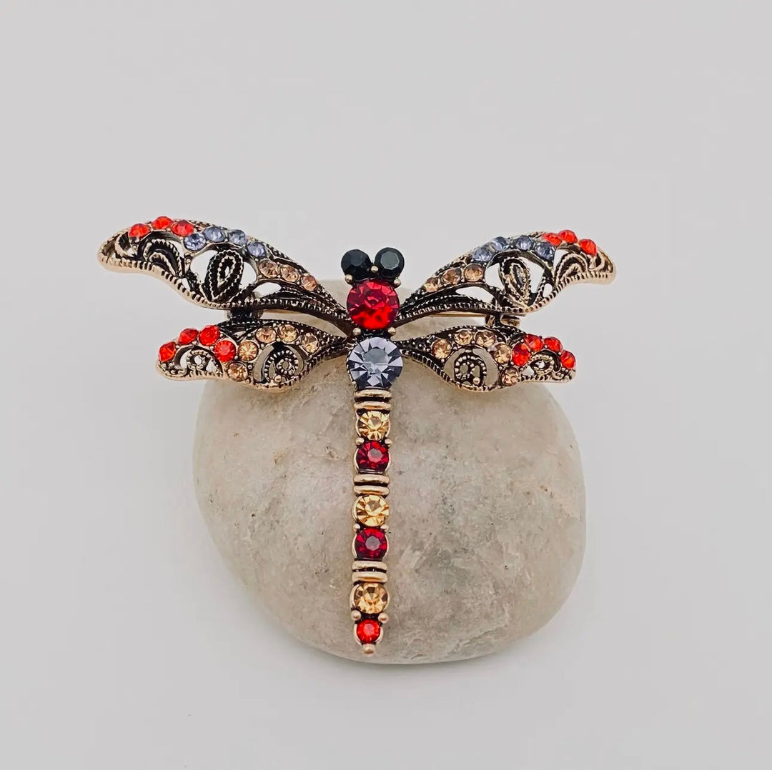 Rhinestone Dragonfly Brooch