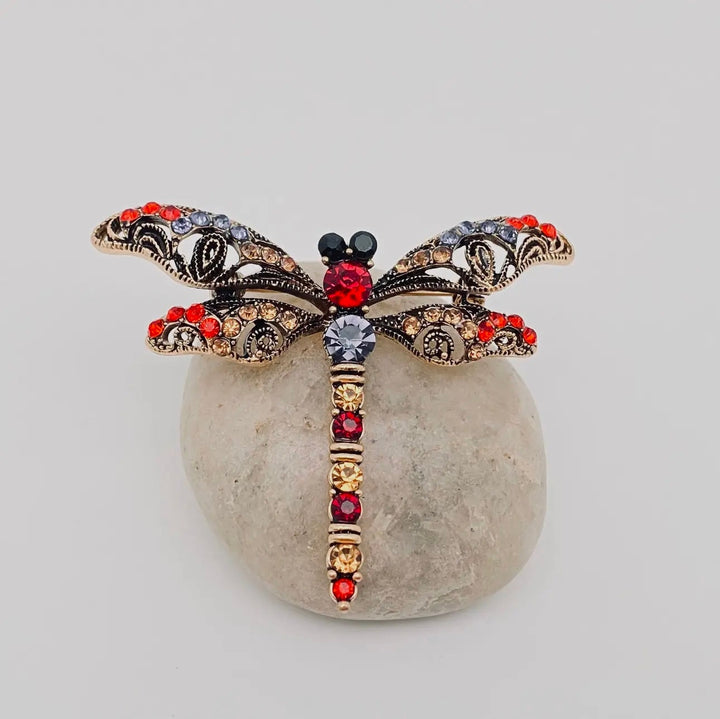 Rhinestone Dragonfly Brooch