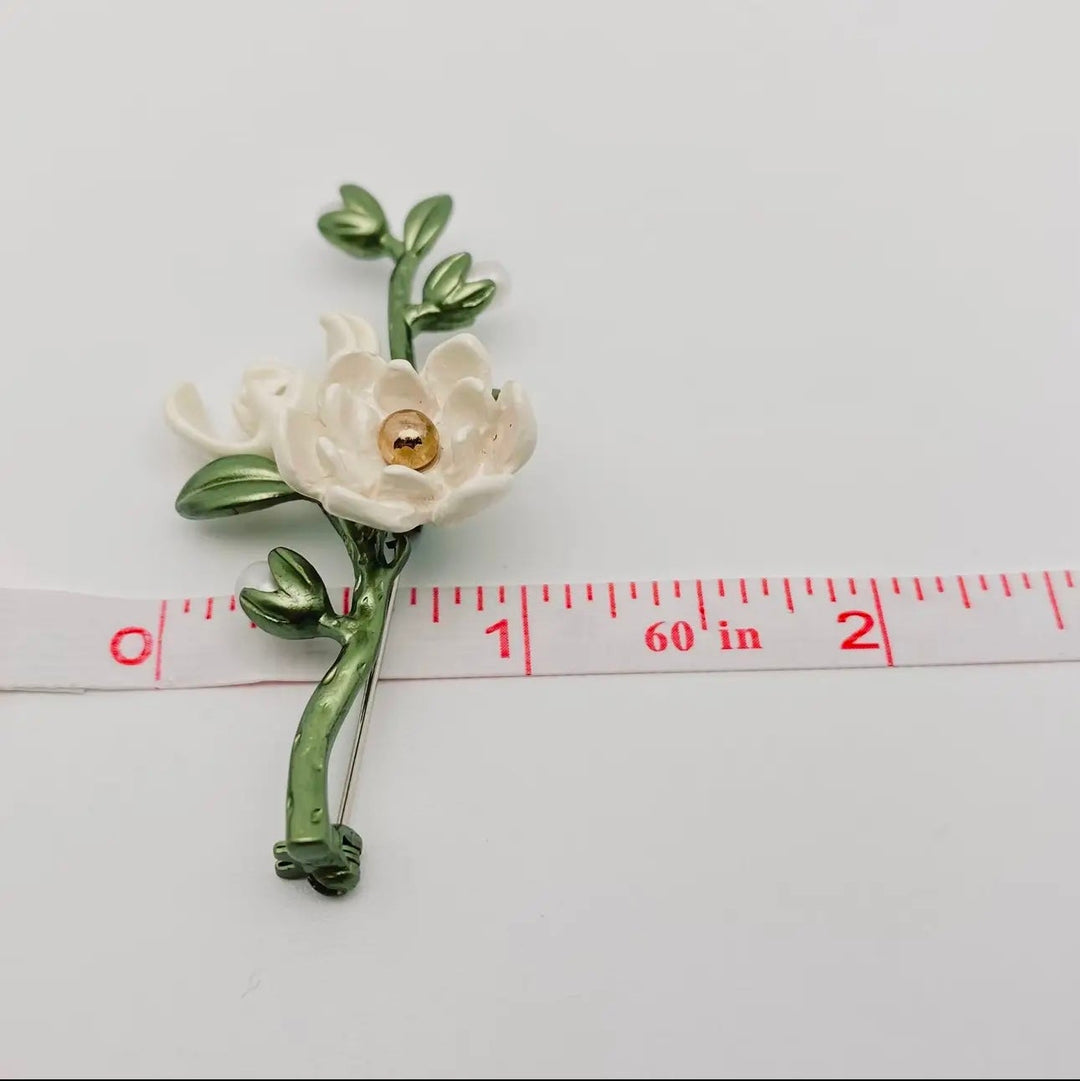 White Magnolia Brooch