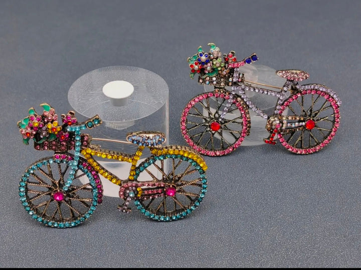 Rhinestone Bicycle Brooch