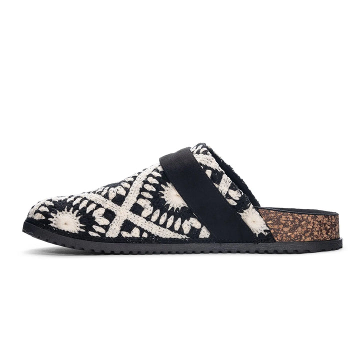 Black and White Crochet Clogs shoes