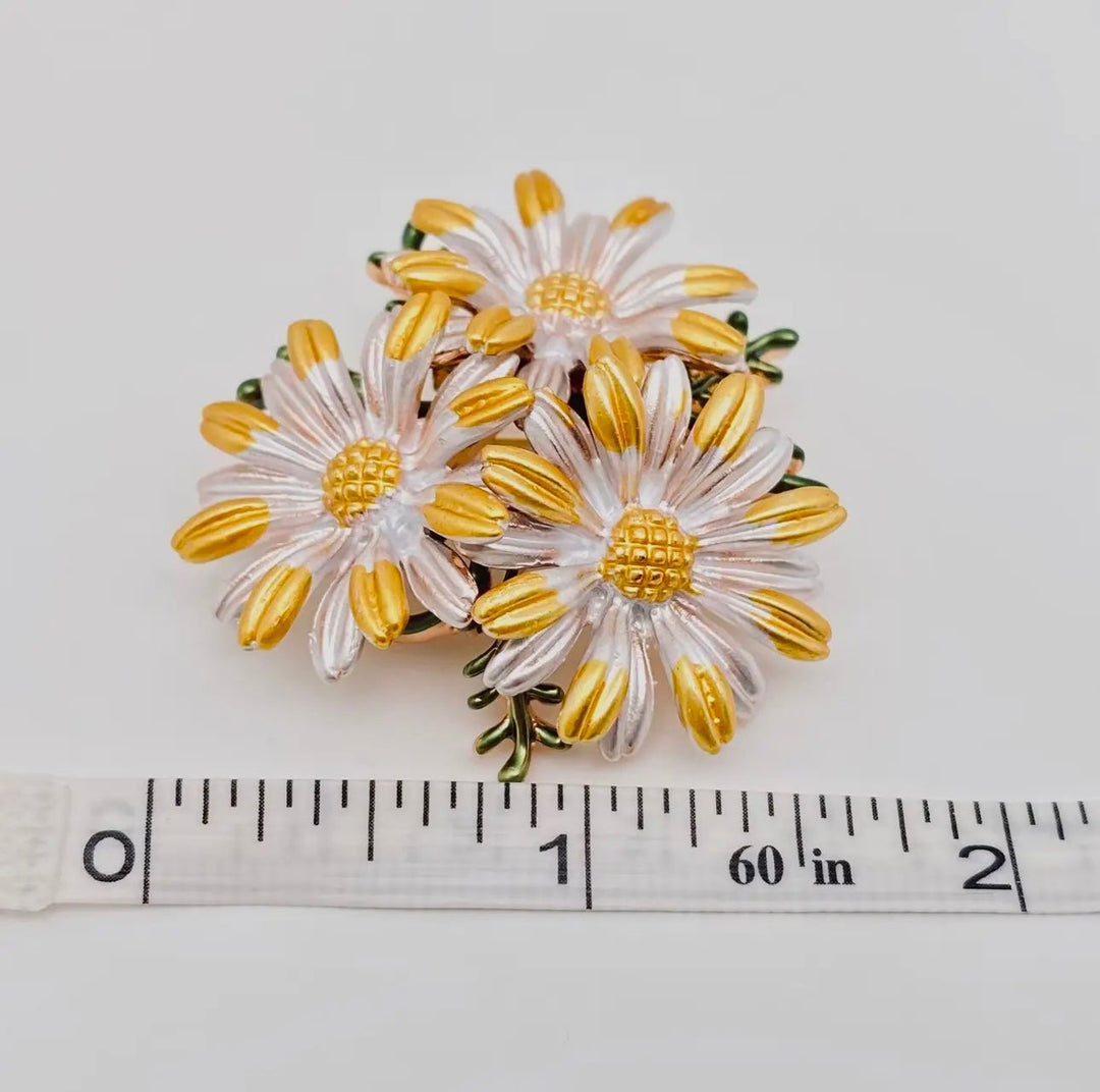 Three Daisy Brooch