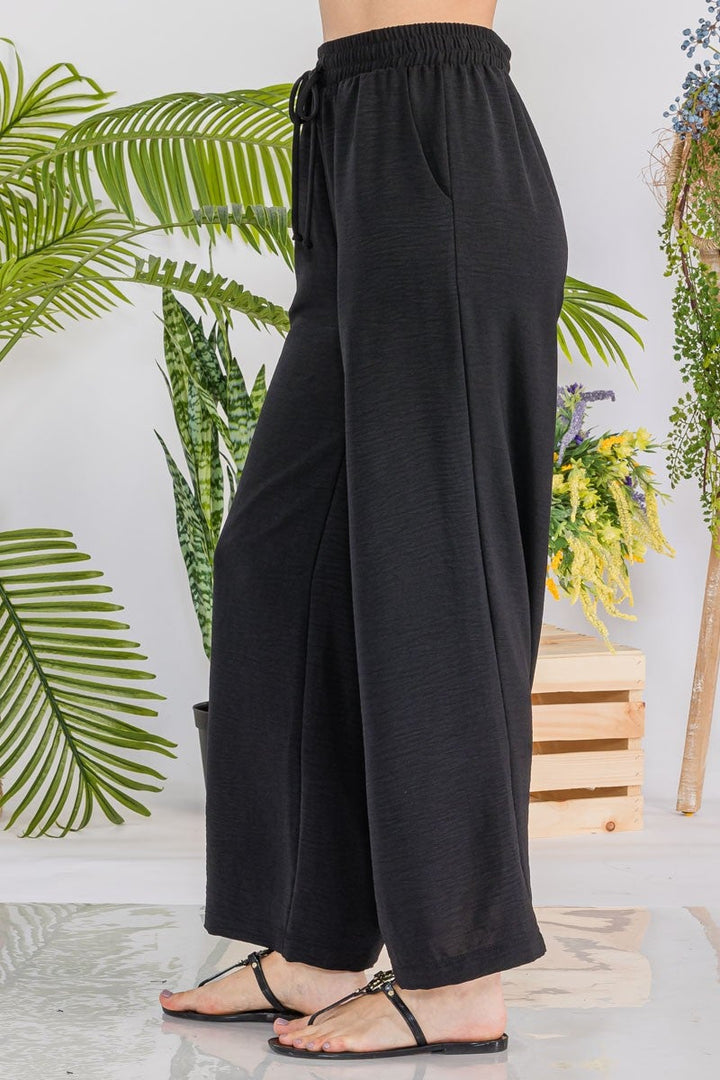 Drawstring Pants with Side Pockets