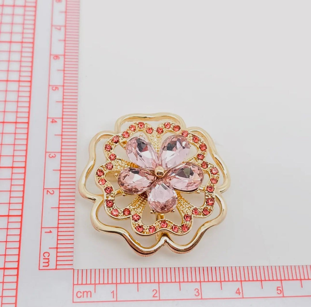 Rhinestone Metal Flower Brooch
