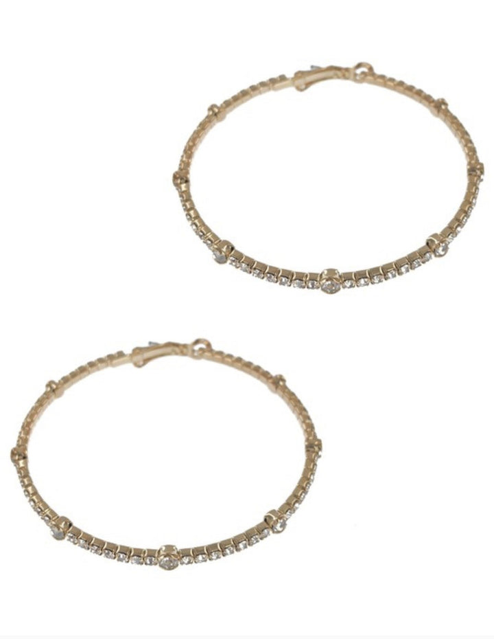 White Rhinestone Hoop Earring