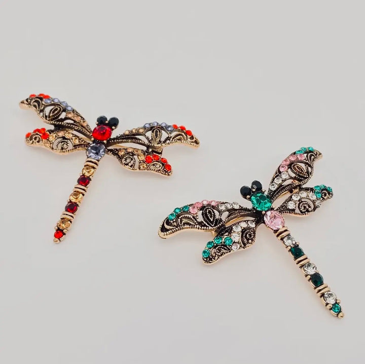 Rhinestone Dragonfly Brooch