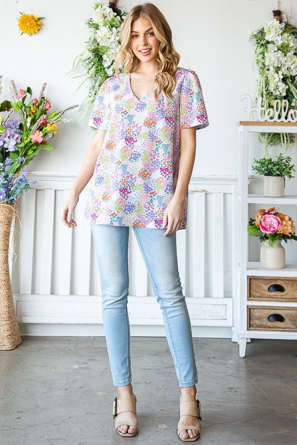 Shirring Floral Hi Low Top