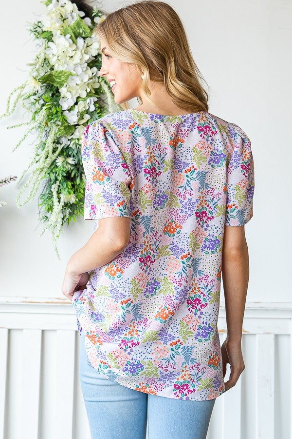 Shirring Floral Hi Low Top