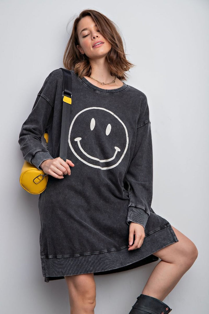 Smiley Knit Washed Terry Dress