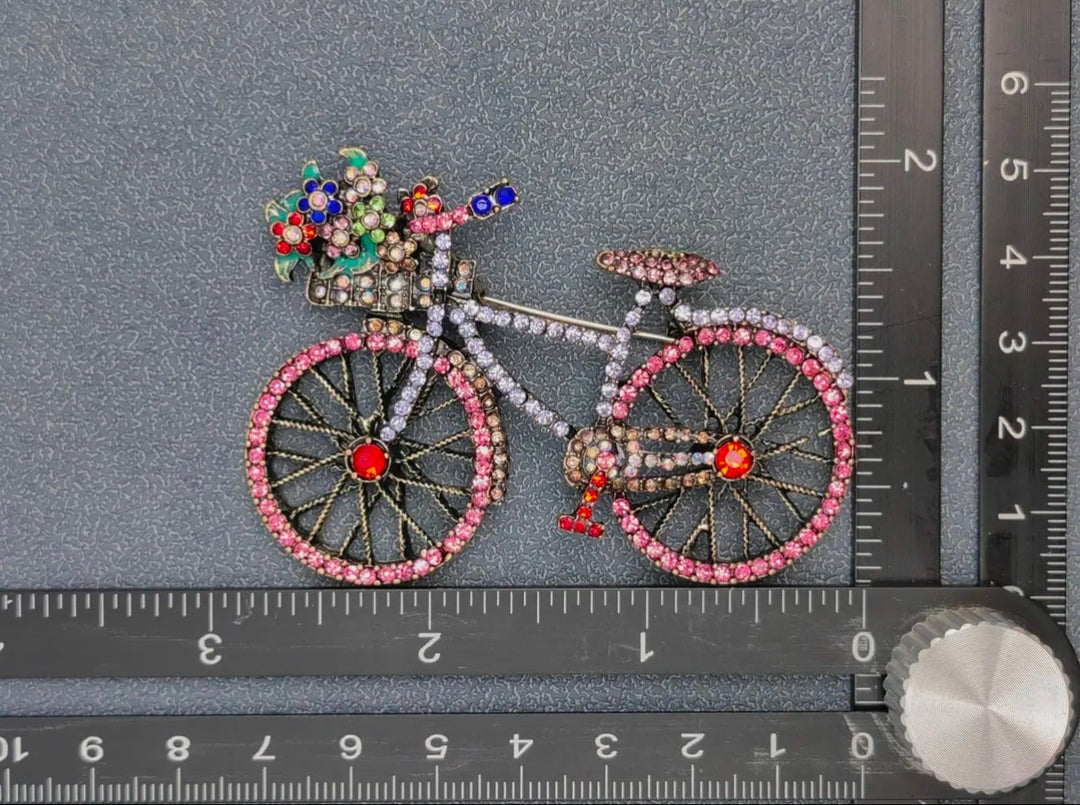 Rhinestone Bicycle Brooch
