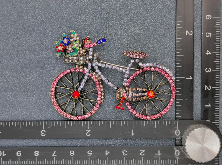 Rhinestone Bicycle Brooch