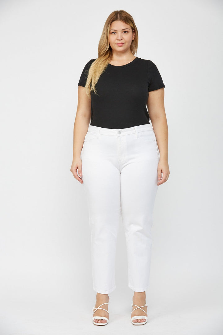 Mica White Ankle Straight Denim Jeans