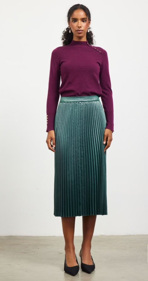 METALLIC PLEATS MIDI SKIRT
