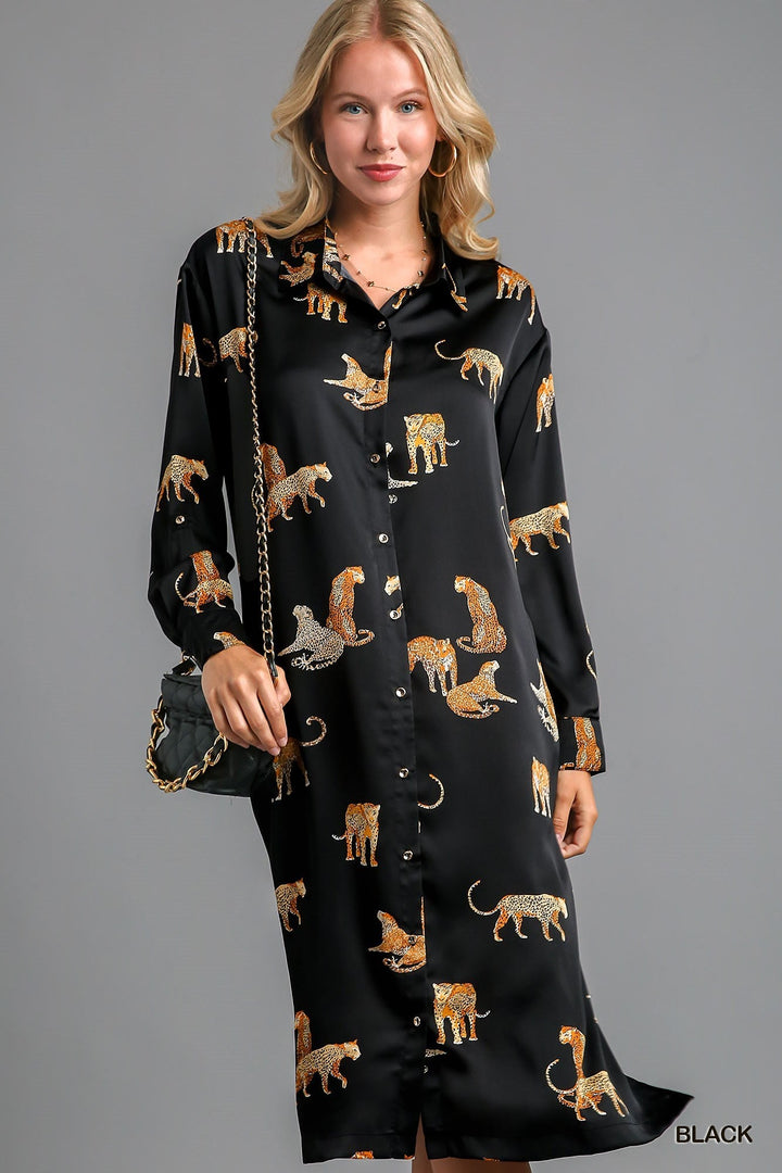Fierce Feline Button Up Dress