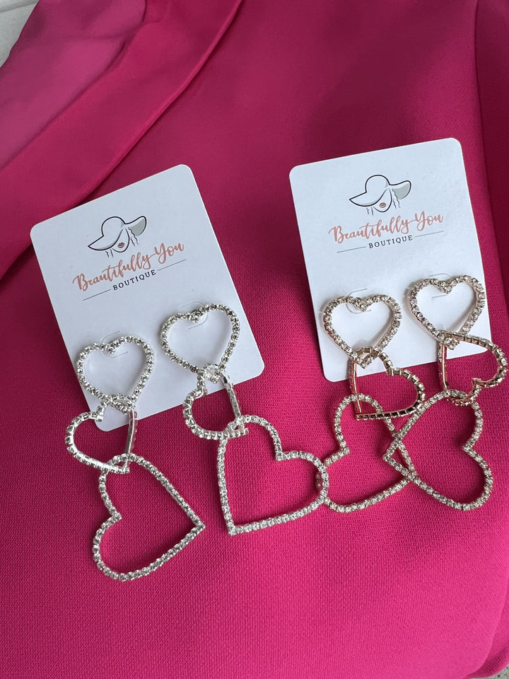 Triple the Love Heart Earrings