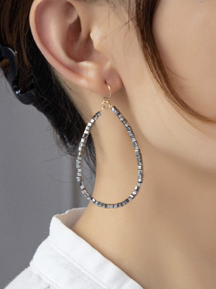 Metallic Teardrop Hoop Earrings