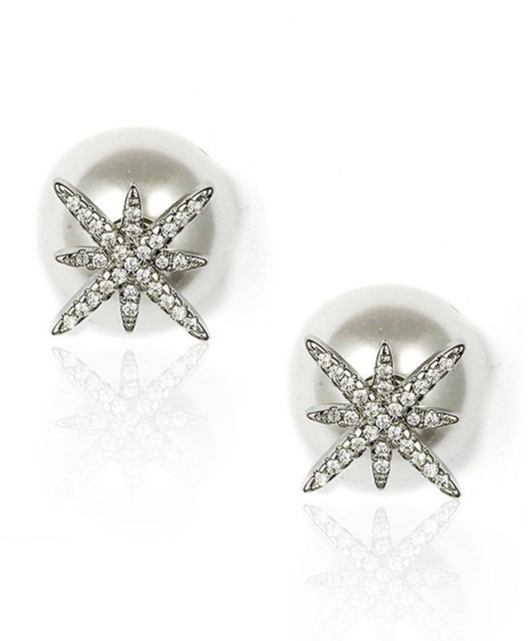 Snowflake Studded Pearl Earring