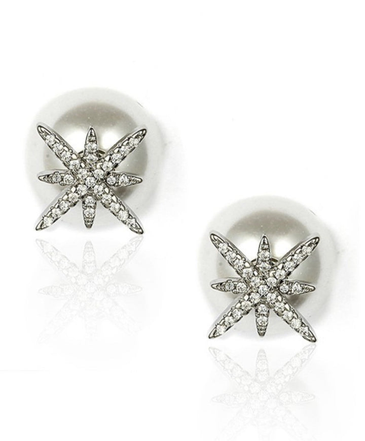 Snowflake Studded Pearl Earring